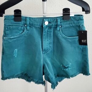 Kut From The Kloth - Turquoise - Interlace Wash Denim Shorts - Size 0